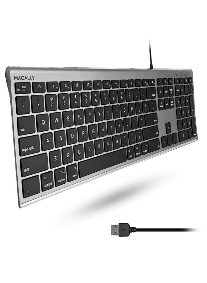 Macally Ultra-Slim USB Wired Computer Keyboard - Works Great as Both a Windows or Wired Mac Keyboard - Compatible Full Size Apple Keyboard with Numeric Keypad for Mac mini, iMac, MacBook - Space Gray - Image 1